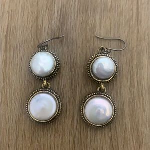 Lucky Brand gold & pearly earrings